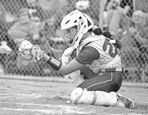 CATCHER DELANEY BANDT led Central City at the plate in their game with Aurora, going two-for-three while scoring one of the Bison’s three runs. Photo by Michael Happ
