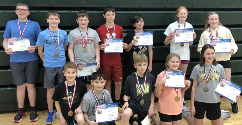 Girls: 9 yr olds 1st Adelyn Duerksen, 11 yr olds 1st Kaitlyn Howe, 12 yr olds 1st Hilarie Negus, 13 yr olds 1st Madison Howe. Boys: 9 yr olds 1st Cooper Root, 10 yr olds 1st Hayes Brochers, 2nd Cooper Smith, 11 yr olds 1st Matthew Pulido, 12 yr olds 1st Simon Pulido, 13 yr olds 1st Derek Blodgett, 2nd Oliver Blase, 14 yr olds 1st Adam Schuele.