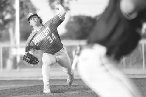 CONNER ERICKSON struck out six Plattsmouth batters on the way to a perfect game in Central City’s 8-0 win in the opening round of the American Legion Class B State Baseball Tournament. Photos by Jordan Coslor