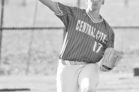 ERIK BLOMSTEDT fields a ground ball and makes the throw to first base in Central City’s win over Kearney Jerseys.