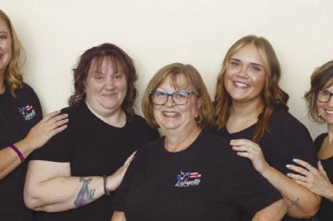 THE TEAM at LaFayette Beauty and Tanning Salon include Taylor Thornton, Chelsea Blauhorn, Jennifer Root, Darla Belitz, Shayna Klute, Lisa Foulk, and Laura DuVall. Courtesy Photo