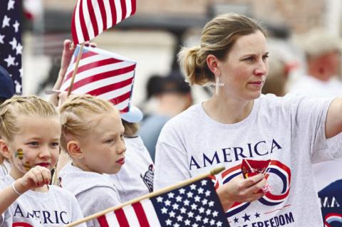 THE RED, WHITE, AND BLUE was on full display over the weekend during Central City’s annual Lone Tree Days celebration. Above, participants in Saturday’s Lone Tree Days Parade were decked out for America’s semisesquicentennial. Photo by Michael Happ