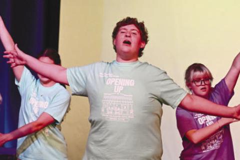 STUDENTS participating in the Broadway Academy at the Edwin and Bernice Lock Theater in Central City run through their performance during a rehearsal on Friday morning. Photo by Michael Happ