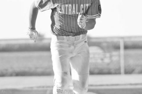 JAYDEN CARLSON runs home for what would be the gamewinning run in Central City’s victory over Centura last Thursday.