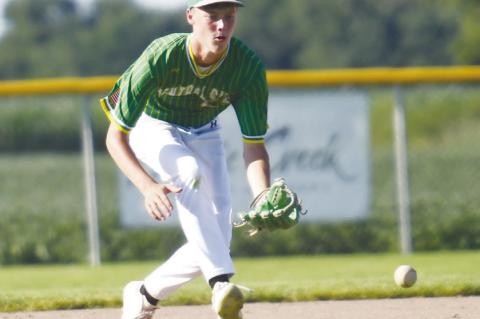 CENTRAL CITY POST 6 shortstop Quentin Herman attempts to make a play during one of the Central City Juniors’ recent games. Post 6 ended its season this week, falling in the Area B-4 Tournament. Photo by Jordan Coslor