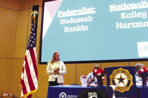 HADASSAH RANKIN joined in the Cornhusker Girls State Gubernatorial Debate during this year’s program after the Central City resident won the Federalist Primary for the position. Courtesy Photo