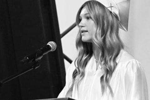 CAROLINE SIDAK was the second senior class speaker during graduation last week.