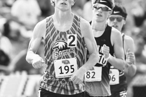JACOB SWANSON capped his standout varsity career by earning bronze medals in both the 1600- and 3200-meter runs at the NSAA Class C State Track and Field Championships. Photos by Michael Happ