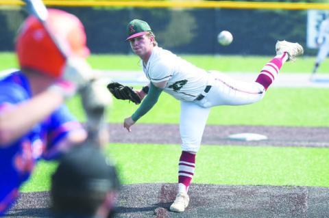 CONNER ERICKSON earned the win from the pitcher’s mound in last Saturday’s state tournament game with St. Paul/Palmer, giving up one run over six complete innings of work. Photos by Jordan Coslor