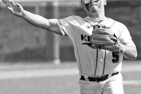 MARTIN GONZALES throws the ball to first base for an out in the Kernels’ win over St. Paul/Palmer.